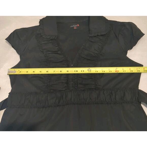 Y2K Vintage G by Guess Black Babydoll Blouse Gothic Whimsigoth Dark Romantic - Picture 10 of 15